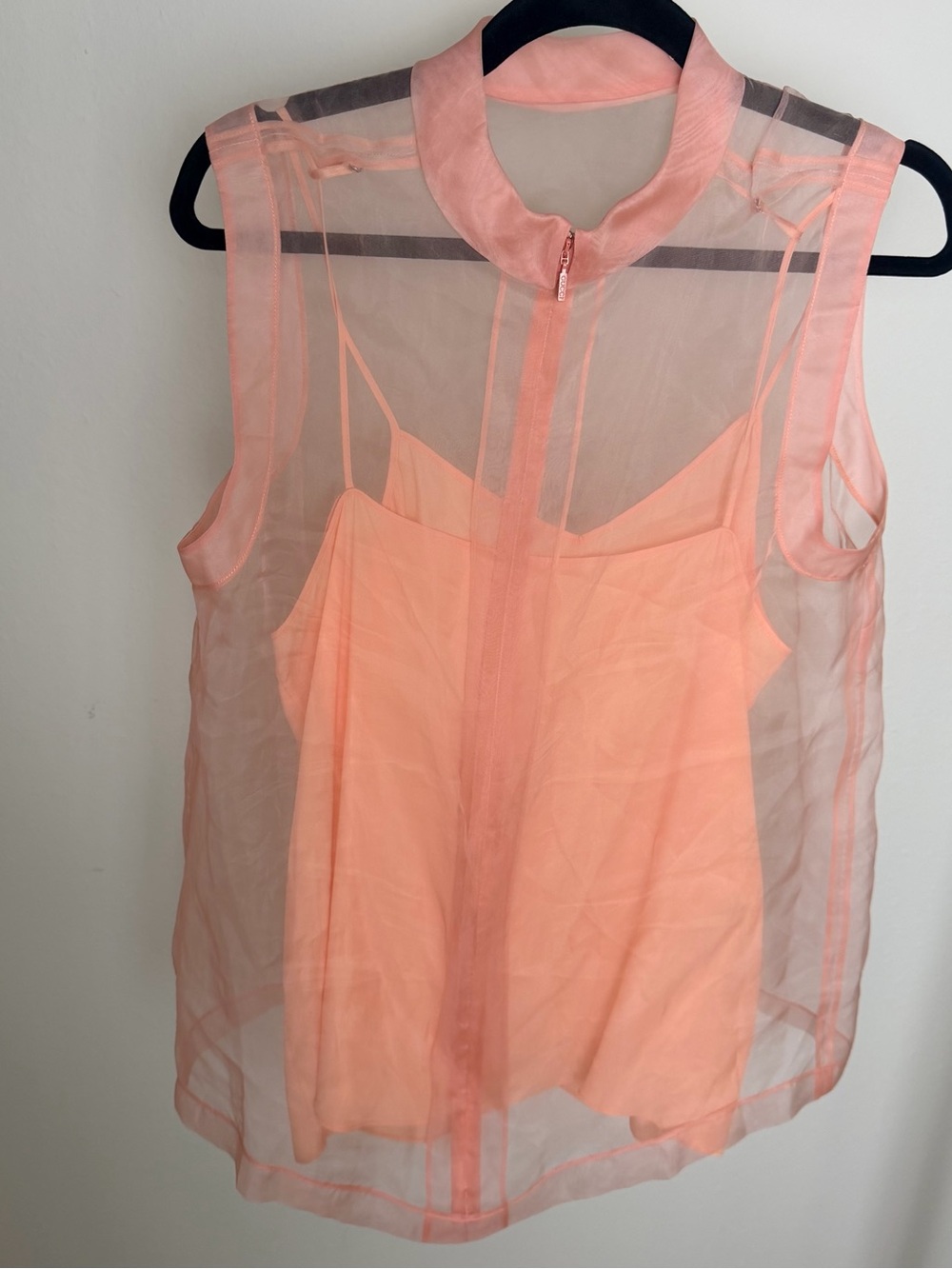 Gucci Peach Sheer Organza Sleeveless Top with Camisole